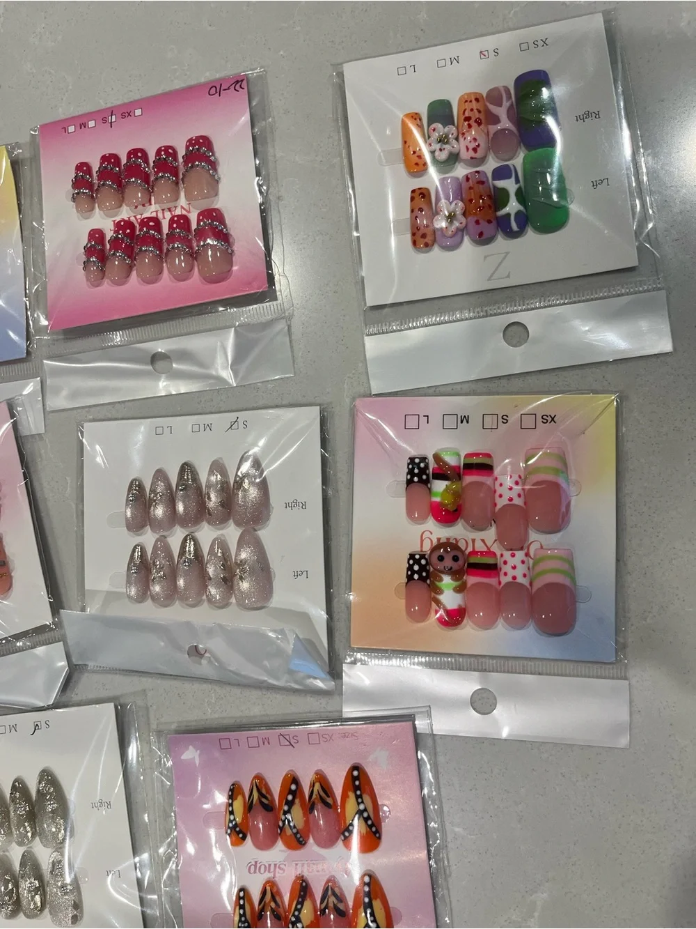 2 Mystery Sets of Press-On Nail Sets - Mixed Colors and Designs
